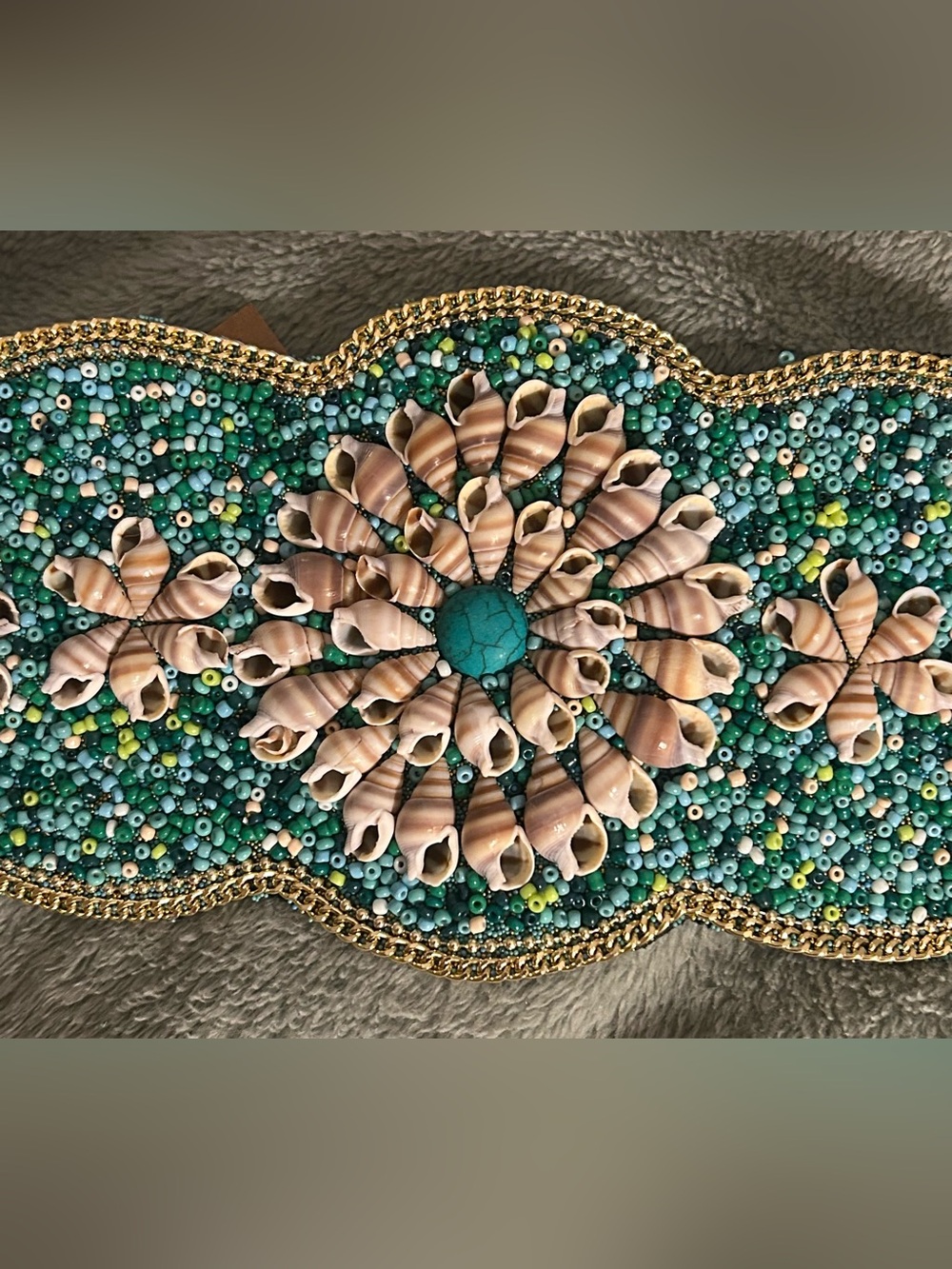 Angelina Turquoise Beaded Shell-Embellished Waist Belt - Picture 3 of 8